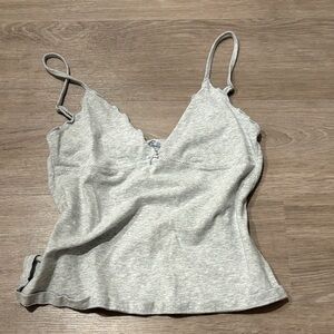 Brandy Melville/John Galt women’s light grey tank top with ruffles